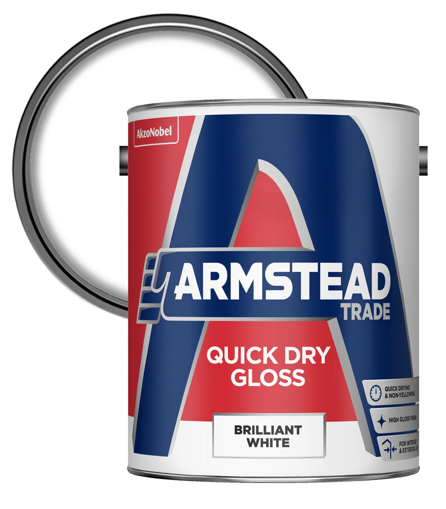 Armstead Trade Quick Dry Gloss - Brilliant White - 5 Litre