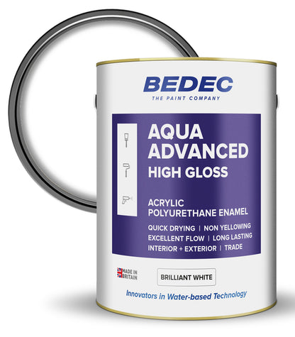 Bedec Aqua Advanced Paint Gloss - Brilliant White - 5 Litre