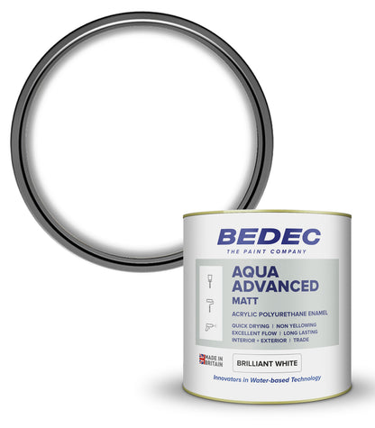Bedec Aqua Advanced Paint Matt - Brilliant White - 1 Litre