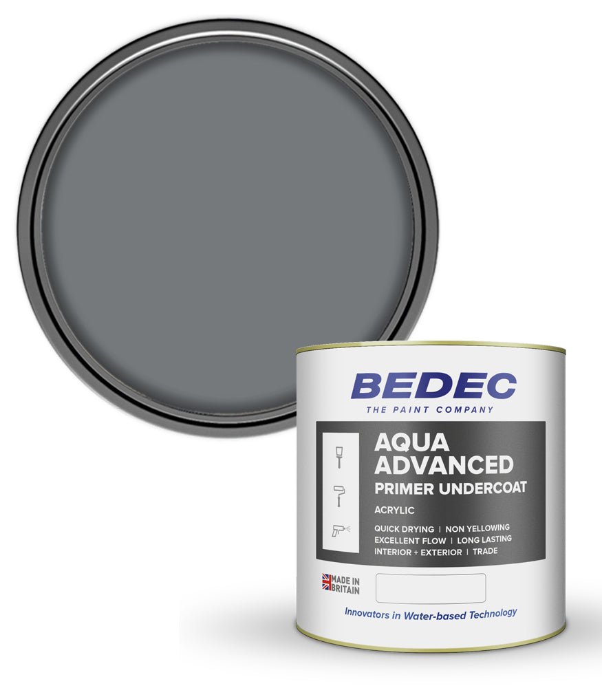 Bedec Aqua Advanced Paint Primer Undercoat - Dark Grey - 1 Litre