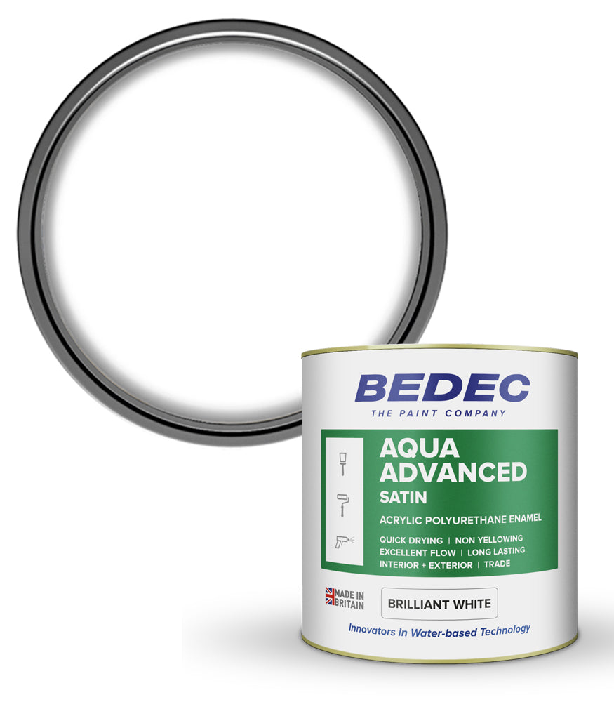 Bedec Aqua Advanced Paint Satin - Brilliant White - 1 Litre