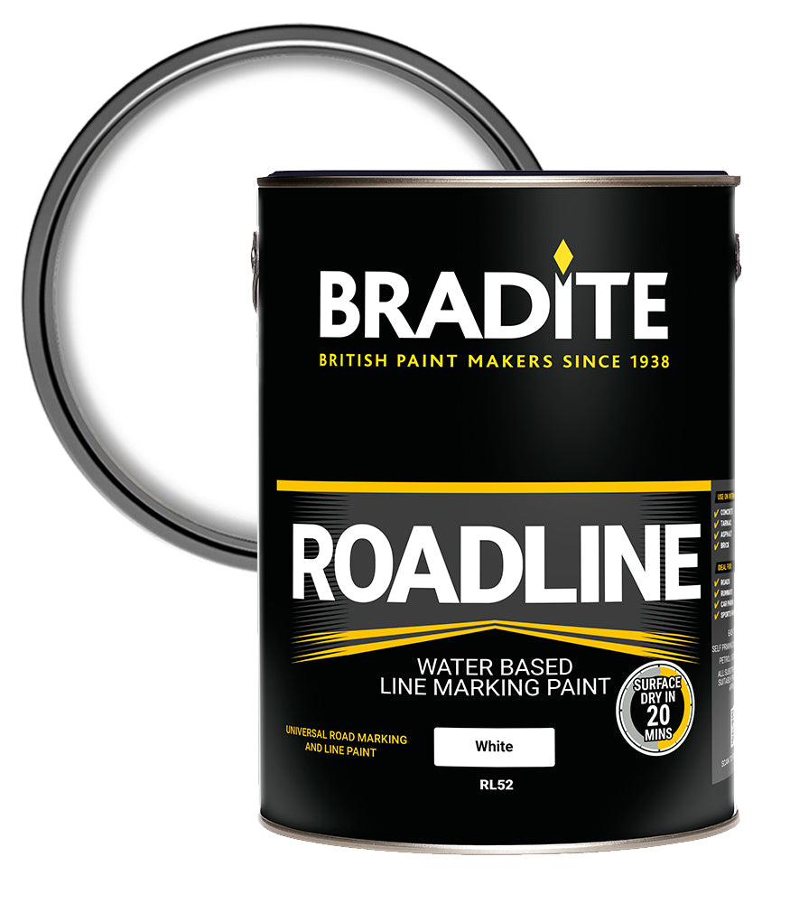 Bradite Roadline RL52 Water Based Paint - White - 5 Litre