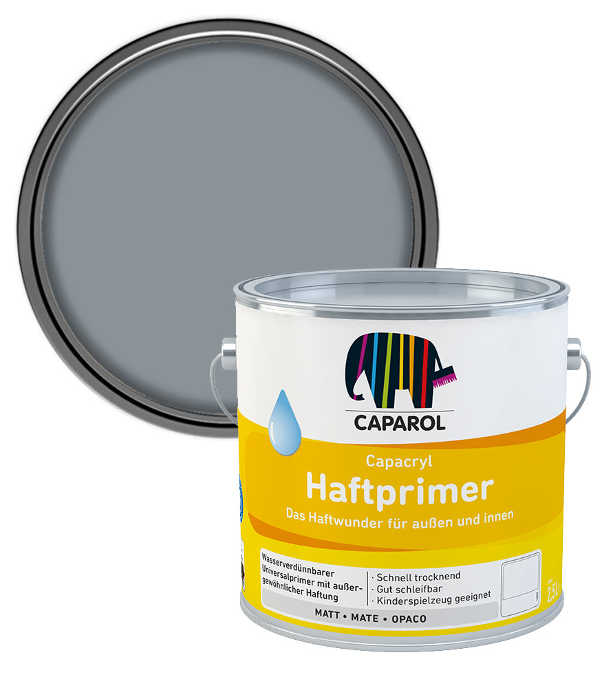 Caparol Capacryl Haftprimer Waterbased Adhesion Primer - Silver Grey (RAL 7001) - 2.5 Litre