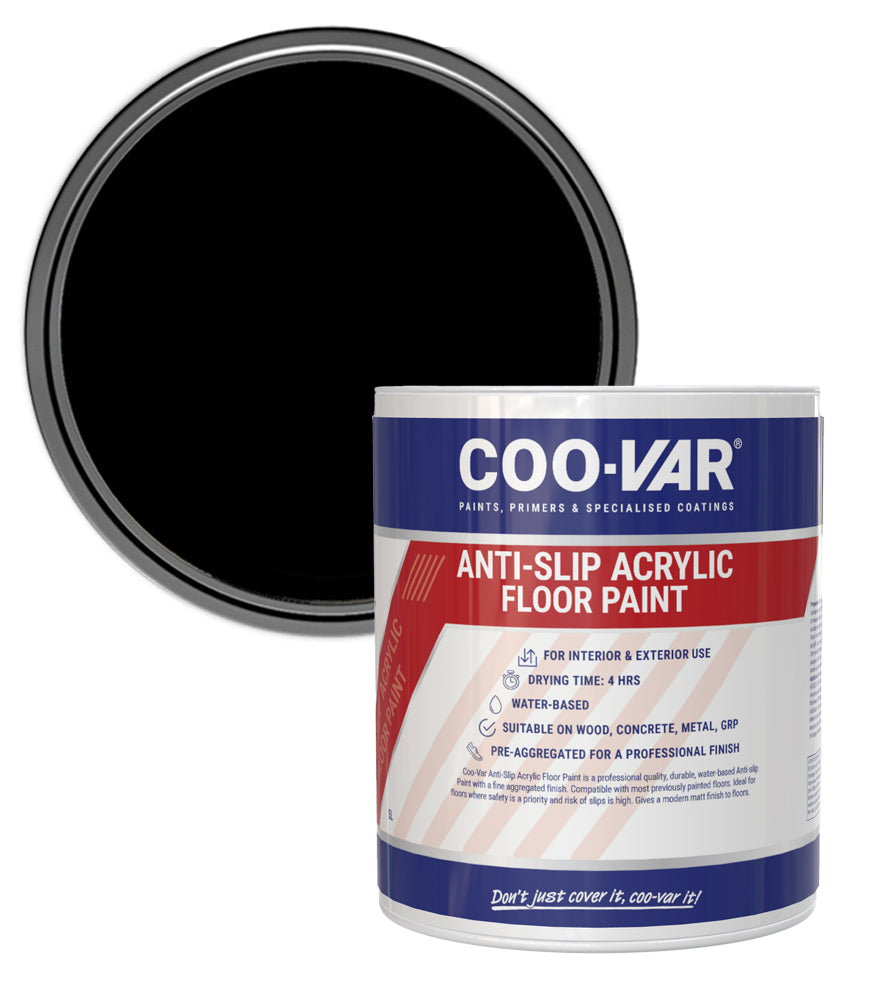 CooVar Anti Slip Acrylic Floor Paint - Black - 2.5 Litre