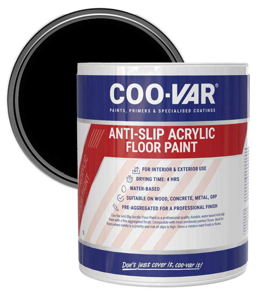 CooVar Anti Slip Acrylic Floor Paint - Black - 5 Litre