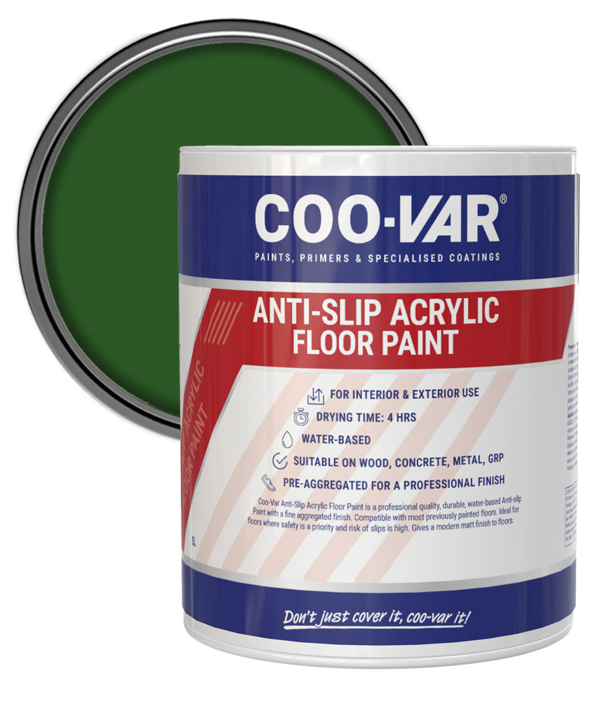 CooVar Anti Slip Acrylic Floor Paint - Green - 5 Litre