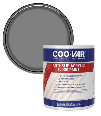 CooVar Anti Slip Acrylic Floor Paint - Grey - 2.5 Litre