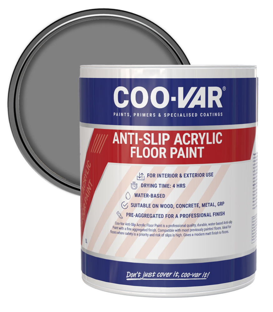 CooVar Anti Slip Acrylic Floor Paint - Grey - 5 Litre