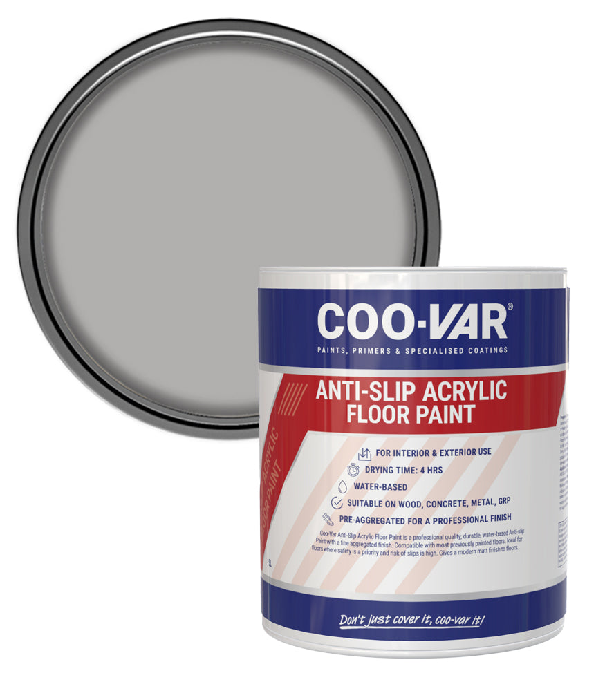 CooVar Anti Slip Acrylic Floor Paint - Light Grey - 2.5 Litre