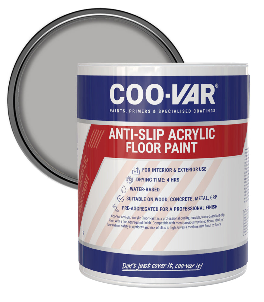 CooVar Anti Slip Acrylic Floor Paint - Light Grey - 5 Litre