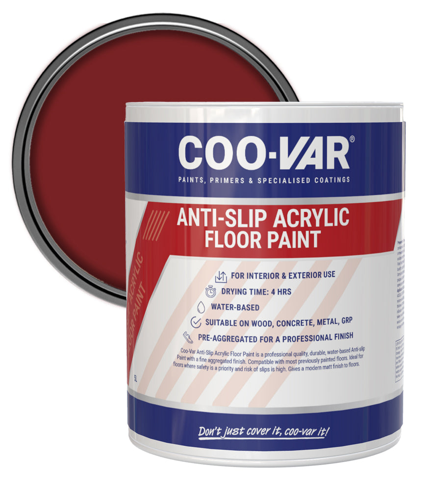 CooVar Anti Slip Acrylic Floor Paint - Red - 5 Litre