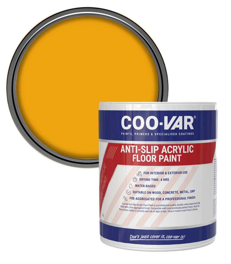 CooVar Anti Slip Acrylic Floor Paint - Yellow - 2.5 Litre