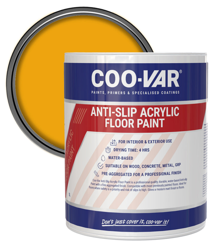 CooVar Anti Slip Acrylic Floor Paint - Yellow - 5 Litre