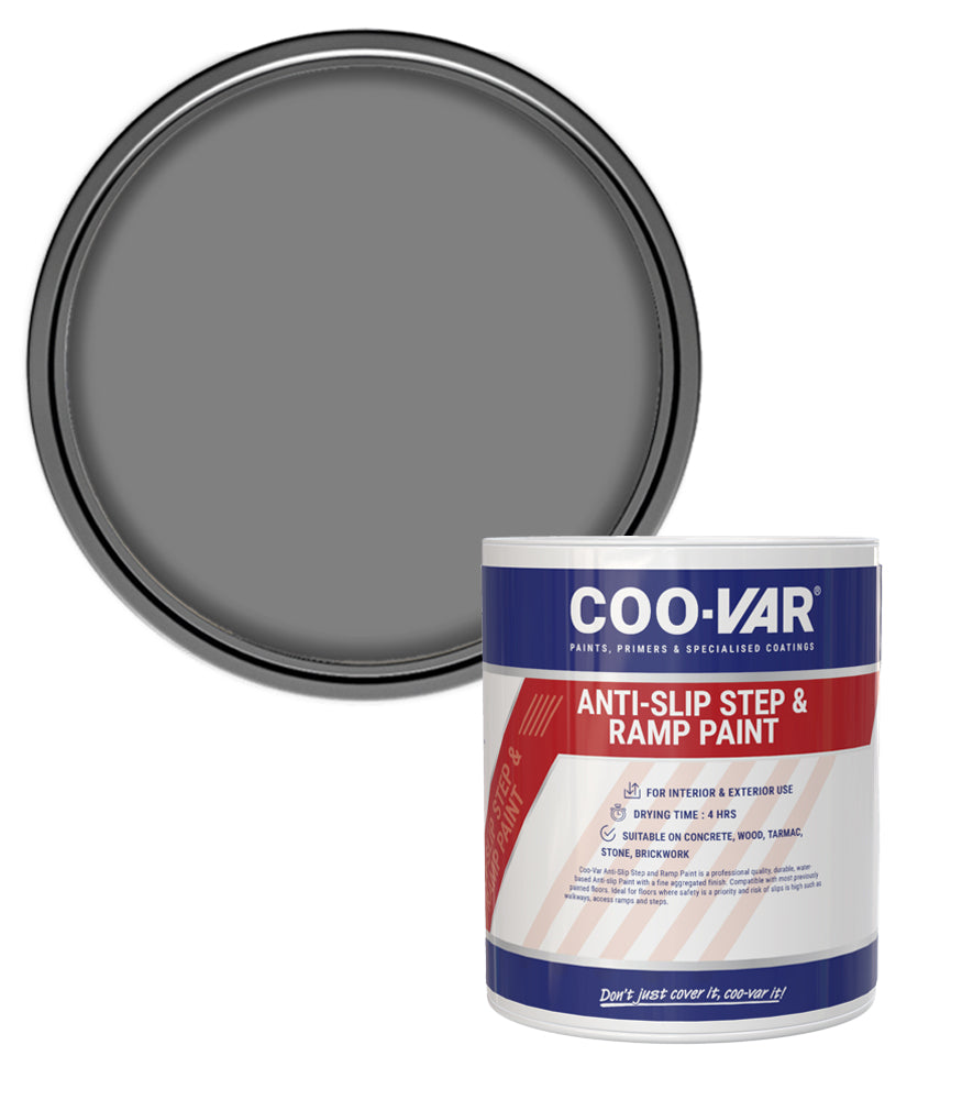 CooVar Anti Slip Step and Ramp Paint - Grey - 1 Litre