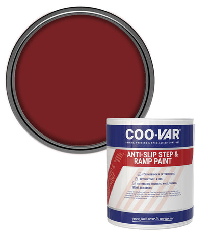 CooVar Anti Slip Step and Ramp Paint - Tile Red - 1 Litre