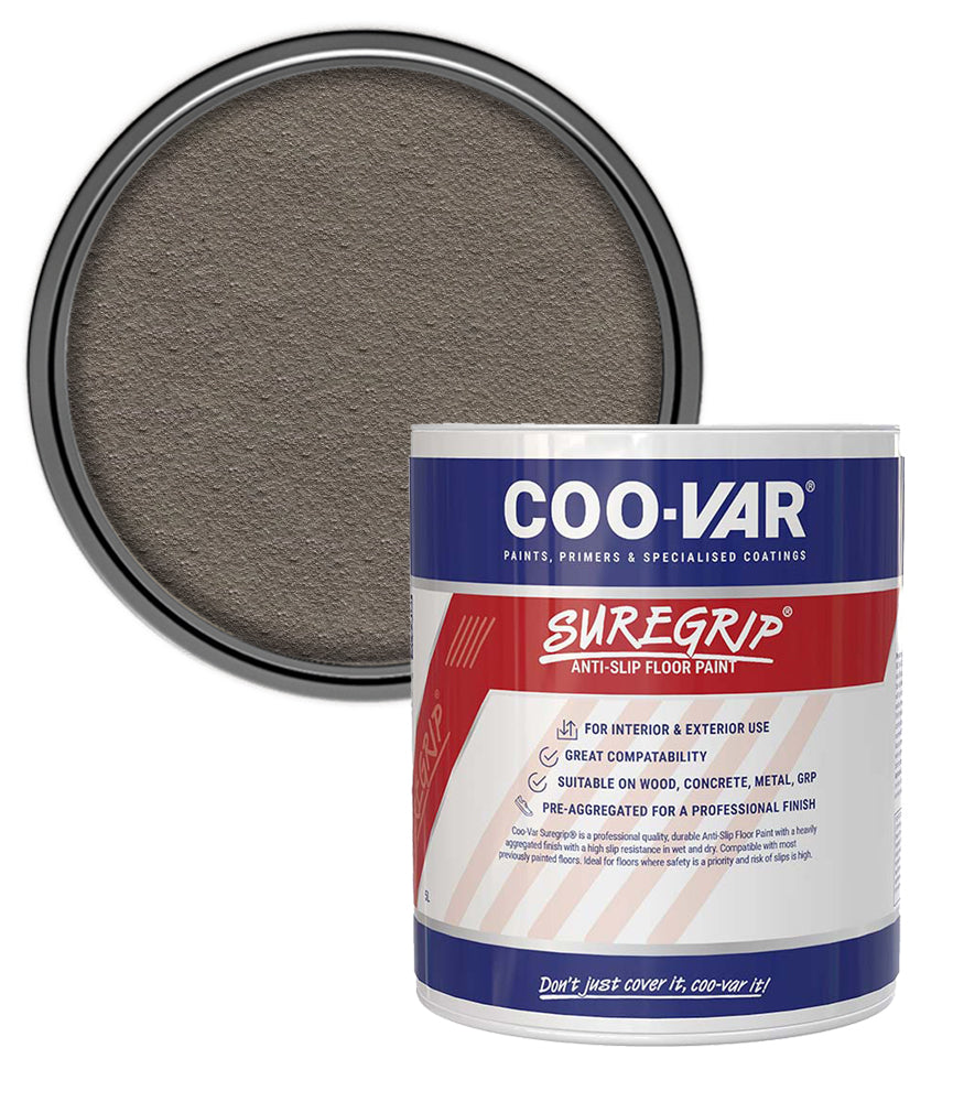 CooVar Suregrip Anti Slip Floor Paint - Light Grey - 2.5 Litre