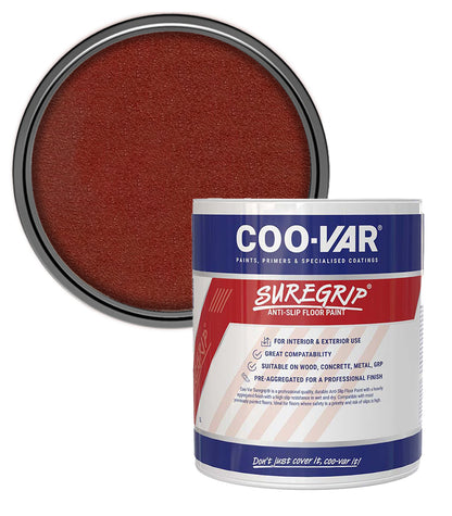 CooVar Suregrip Anti Slip Floor Paint - Tile Red - 2.5 Litre
