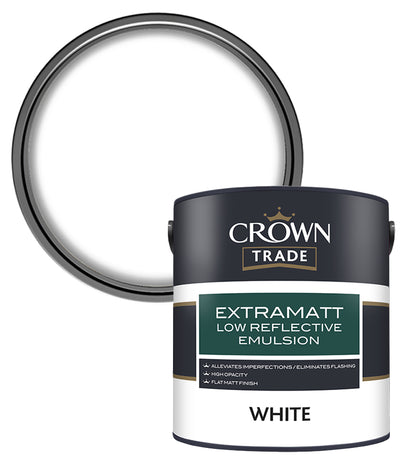 Crown Trade Extramatt Low Reflective Emulsion - White - 2.5 Litre