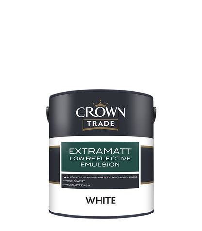 Crown Trade Extramatt Low Reflective Emulsion - White - 2.5 Litre