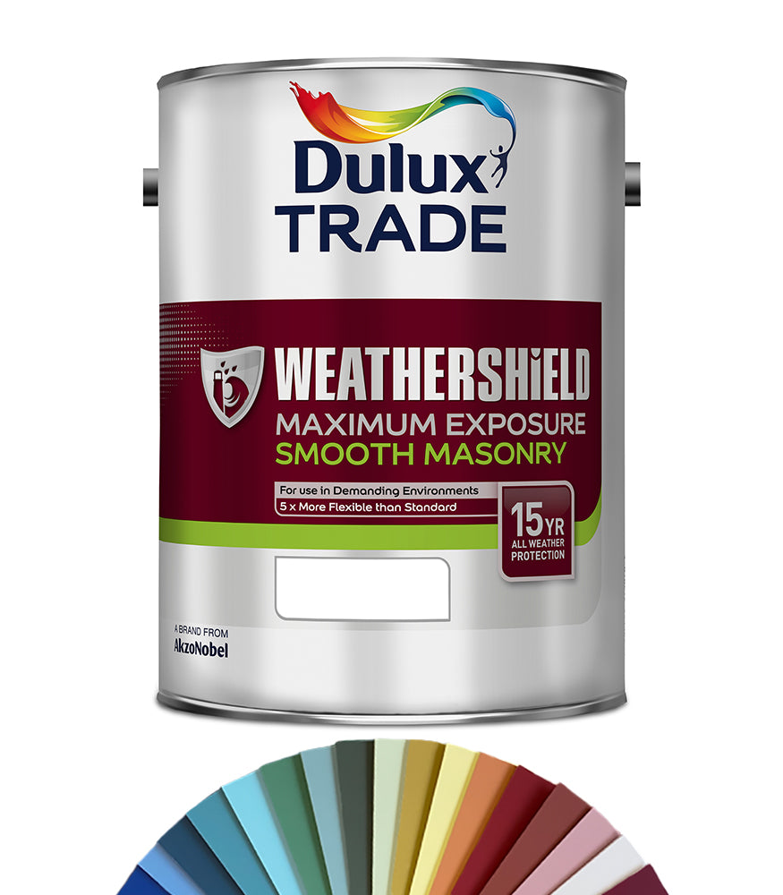 Dulux Trade Weathershield Maximum Exposure Smooth Masonry Paint 5L - Tinted Colour Match