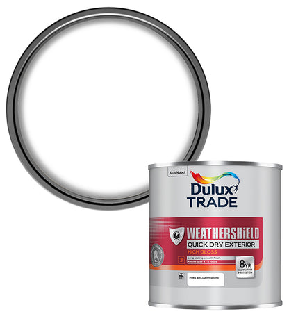 Dulux Trade Weathershield Quick Dry Exterior High Gloss - Brilliant White - 1L