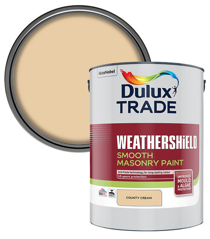 Dulux Trade Weathershield Smooth Masonry Paint - County Cream - 5L