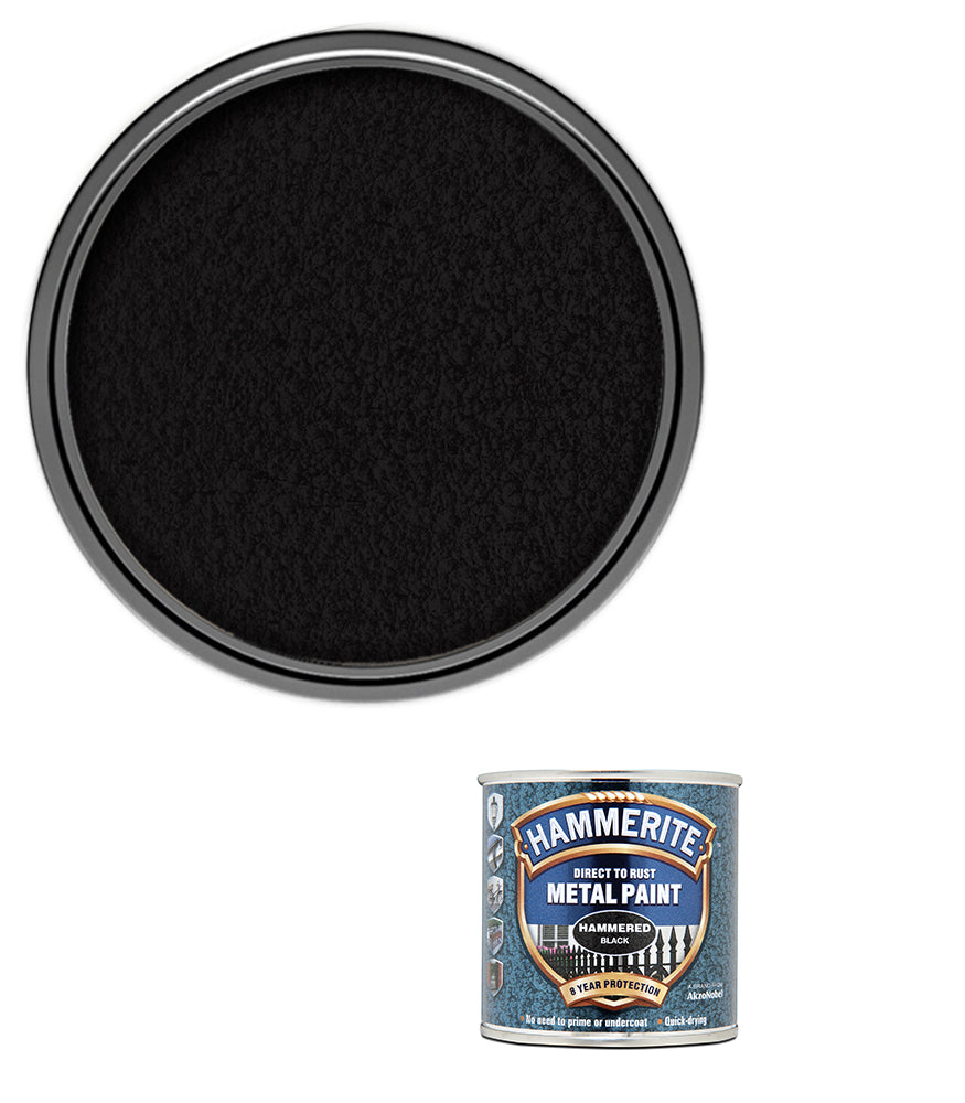 Hammerite - Hammered Direct To Rust Metal Paint- 250ML - Black