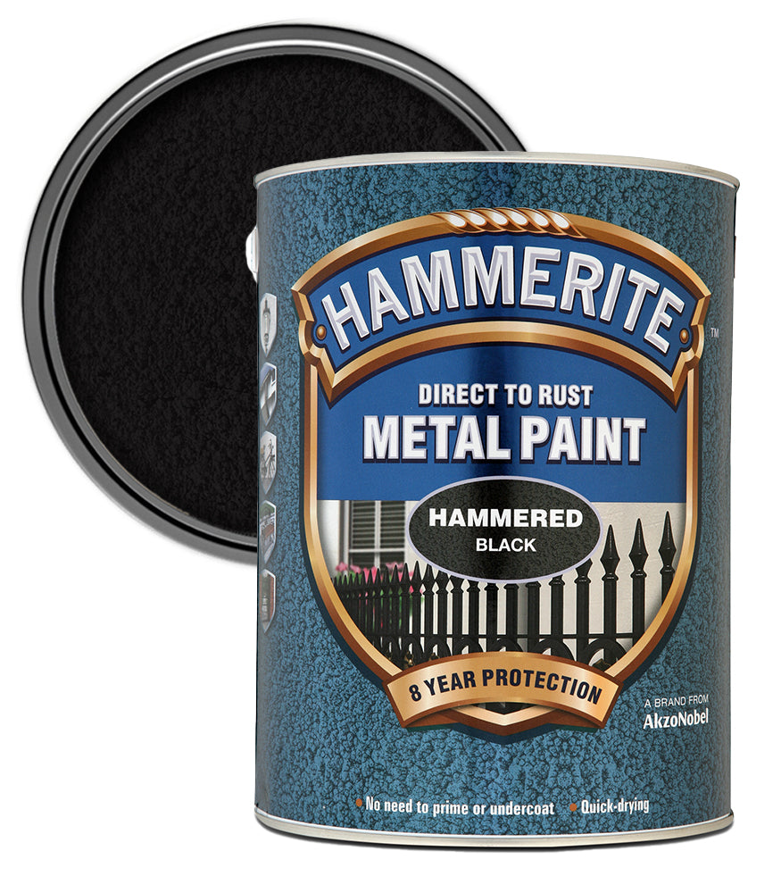 Hammerite - Hammered Direct To Rust Metal Paint- 5 Litres - Black