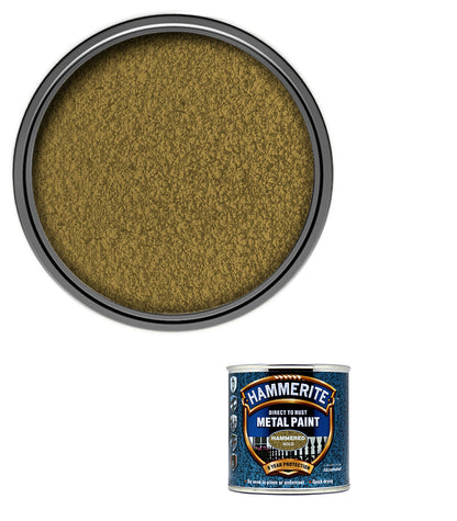 Hammerite - Hammered Direct To Rust Metal Paint- 250ML - Gold