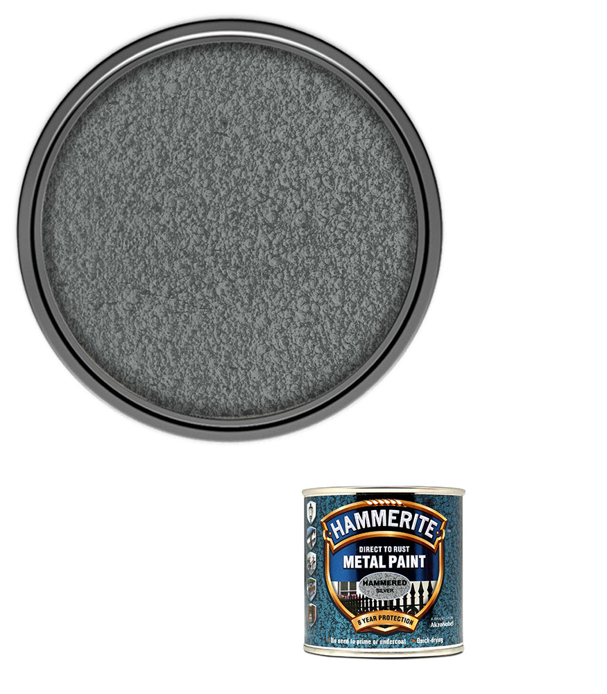 Hammerite - Hammered Direct To Rust Metal Paint- 250ML - Silver