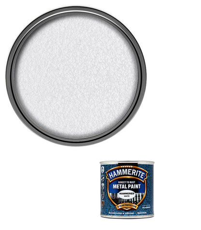 Hammerite - Hammered Direct To Rust Metal Paint- 250ML - White