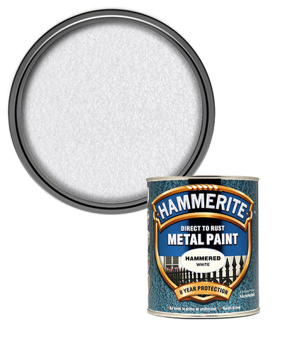 Hammerite - Hammered Direct To Rust Metal Paint- 750ML - White
