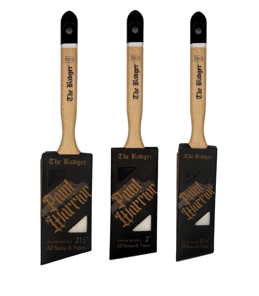 Paint Warrior Badger Oval Angle Long Handle Paint Brush