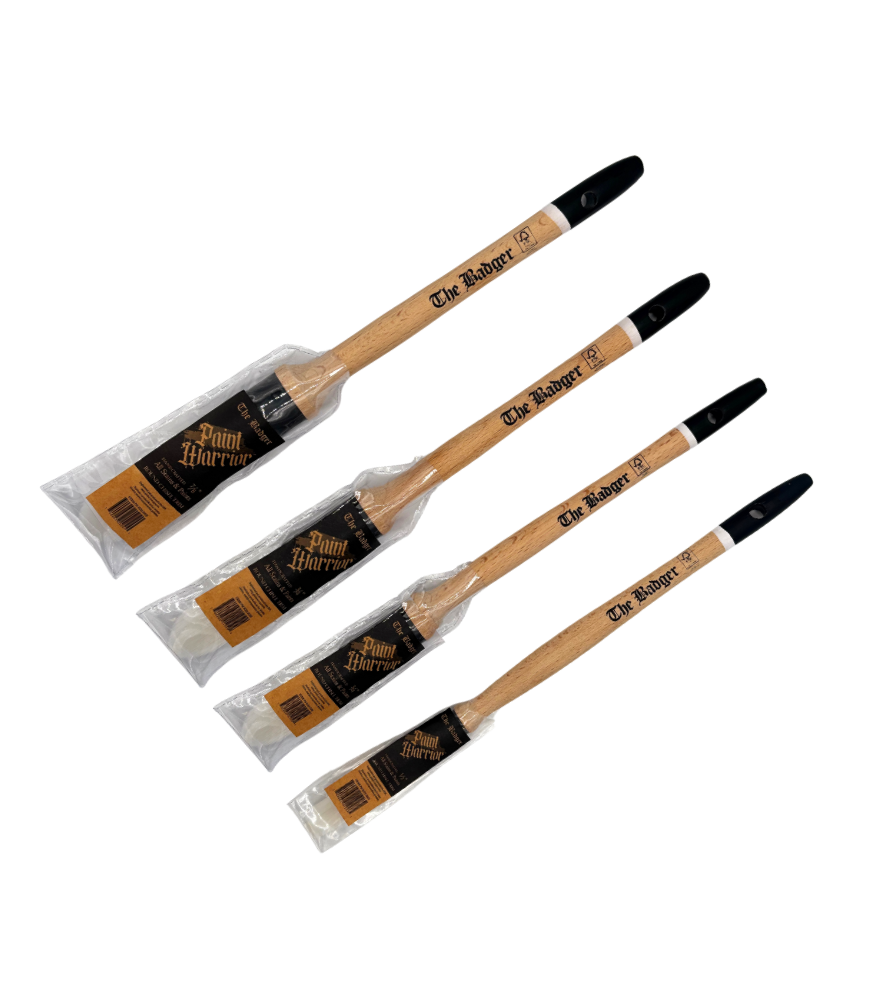 Paint Warrior Badger Round Sash Paint Brush Set - Pack of 4