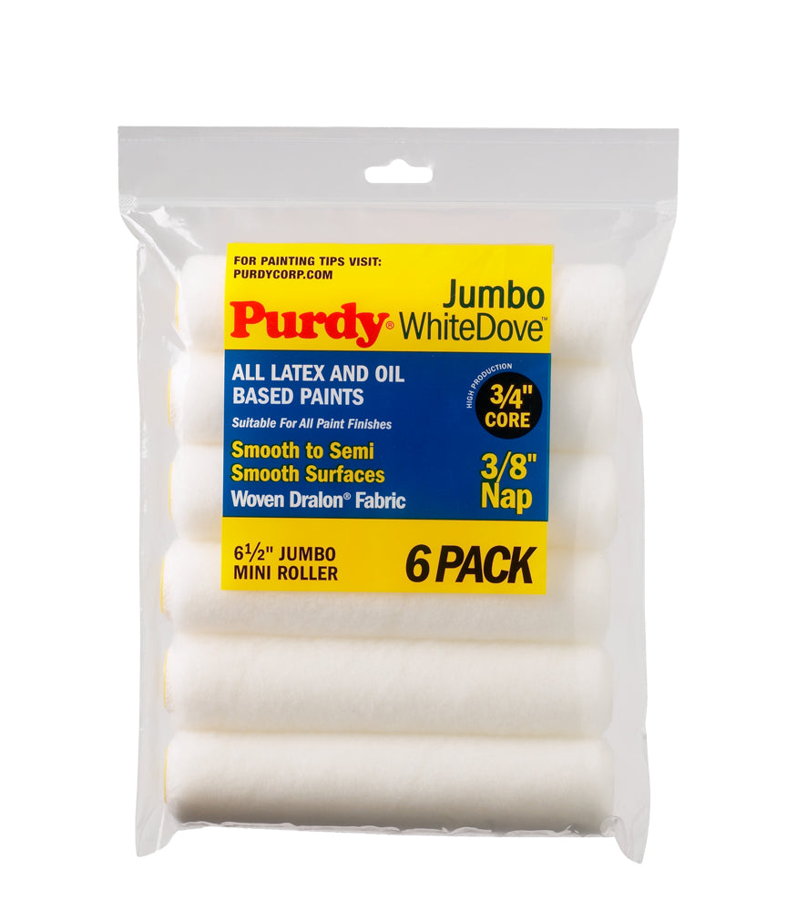 Purdy White Dove Jumbo Roller Sleeve 3/8 Nap - 6.5 Inch - 6 Pack