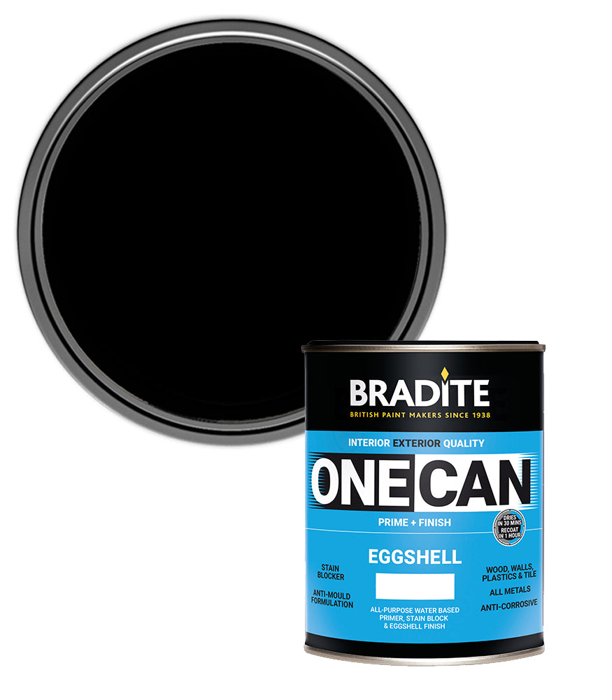 Bradite One Can Eggshell O64 Primer and Finish - Black - 1L