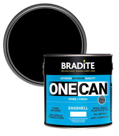 Bradite One Can Eggshell O64 Primer and Finish - Black - 2.5L