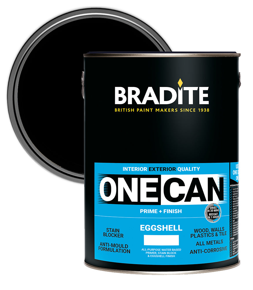 Bradite One Can Eggshell O64 Primer and Finish - Black - 5L