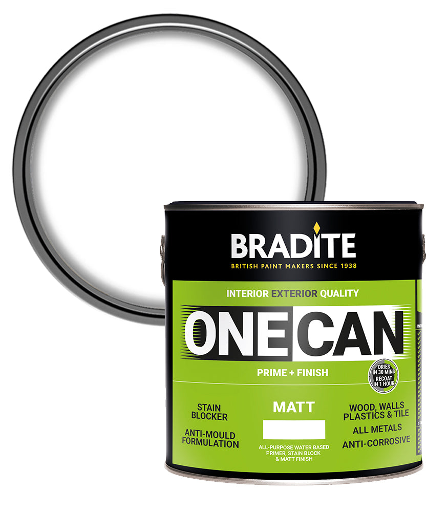 Bradite One Can Matt O63 Primer and Finish - White - 2.5L