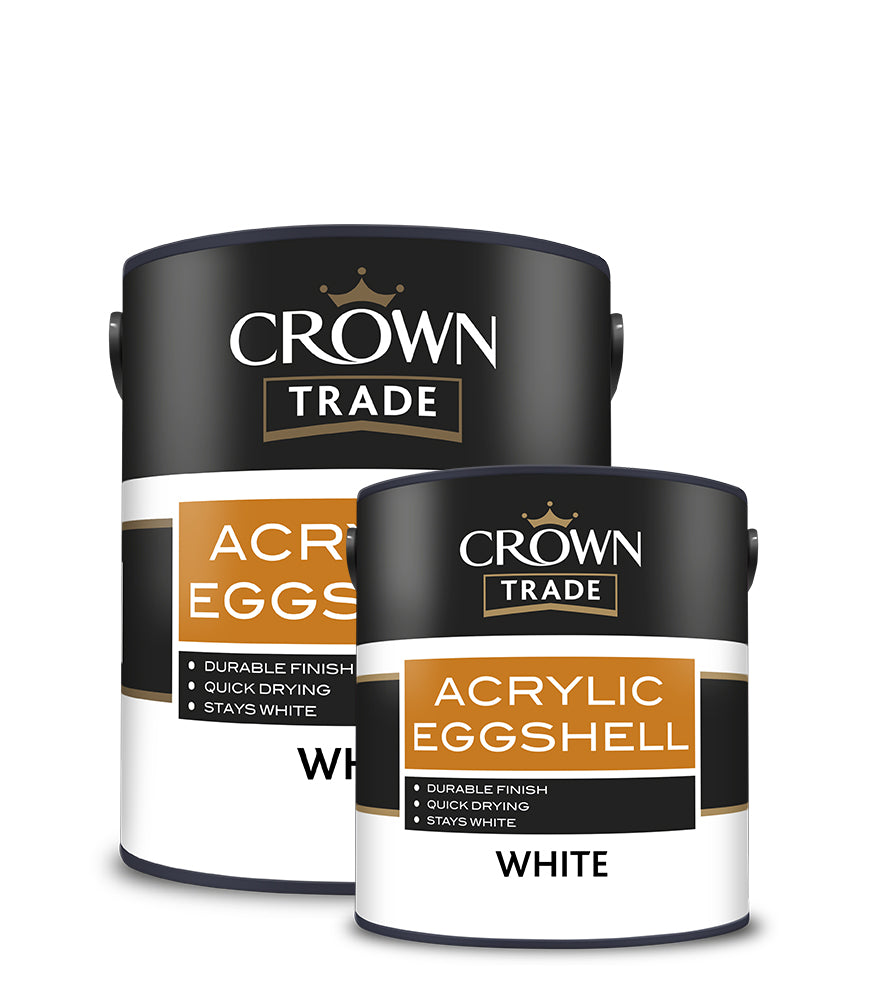 Crown Trade Acrylic Eggshell Paint - White