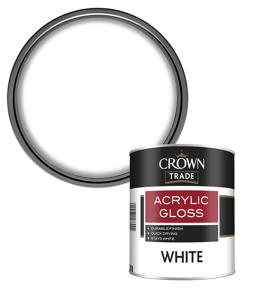 Crown Trade Acrylic Gloss - White - 1L
