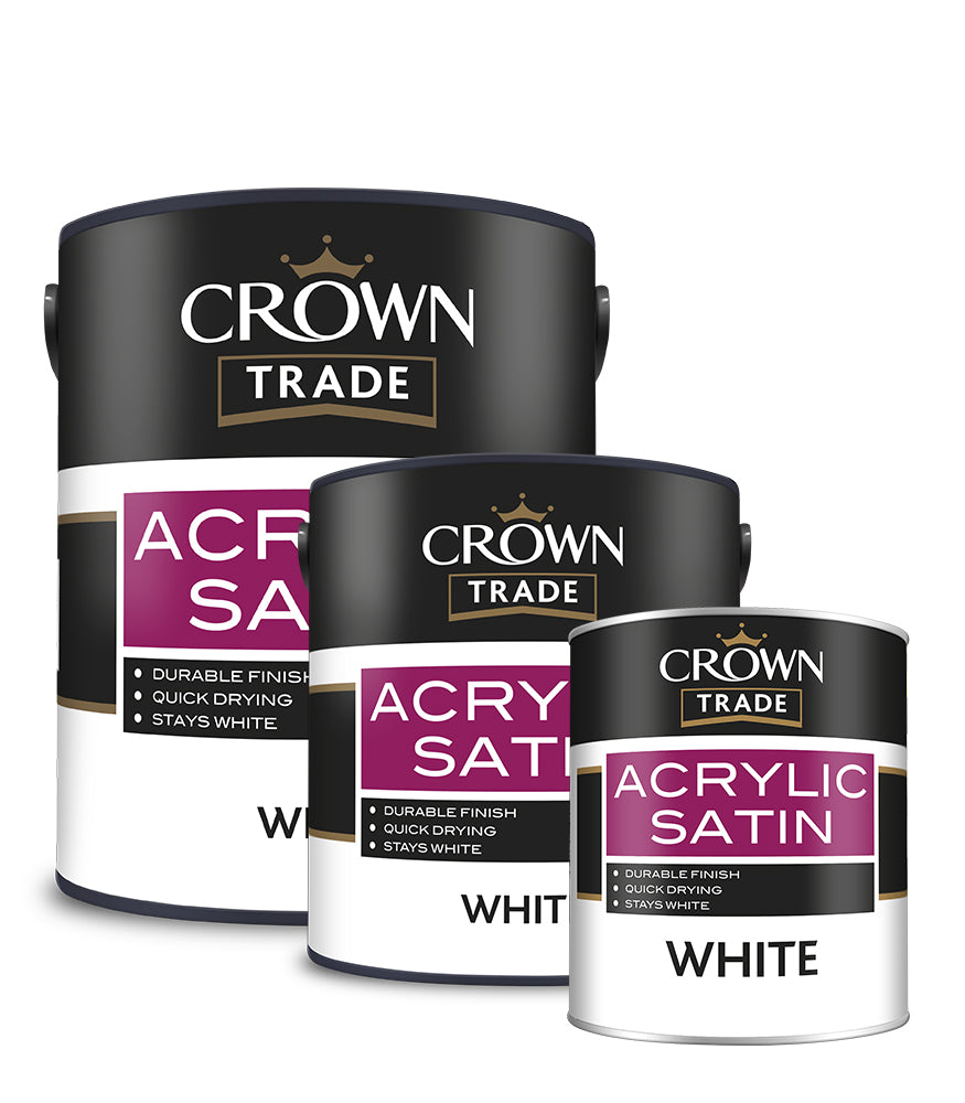 Crown Trade Acrylic Satin Paint - White