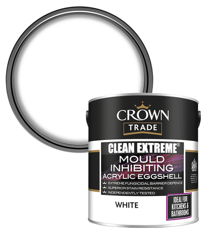 Crown Trade Clean Extreme Mould Inhibiting Acrylic Eggshell - White - 2.5L