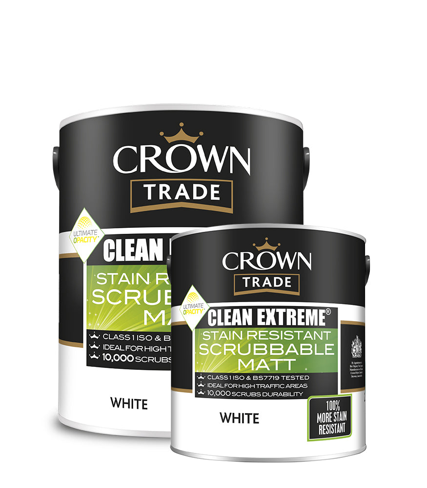 Crown Trade Clean Extreme Stain Resistant Scrubbable Matt - White