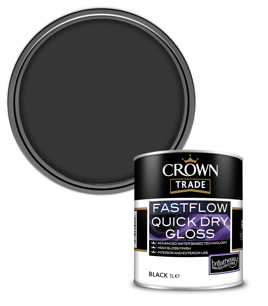 Crown Trade Fastflow Quick Dry Gloss - Black - 1L