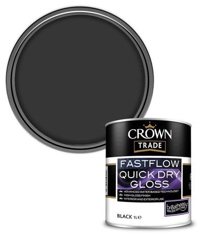 Crown Trade Fastflow Quick Dry Gloss - Black - 1L