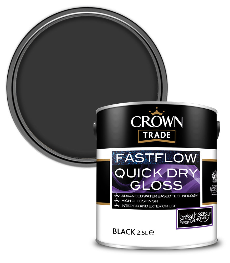Crown Trade Fastflow Quick Dry Gloss - Black - 2.5L