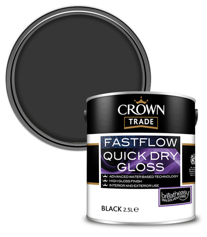 Crown Trade Fastflow Quick Dry Gloss - Black - 2.5L