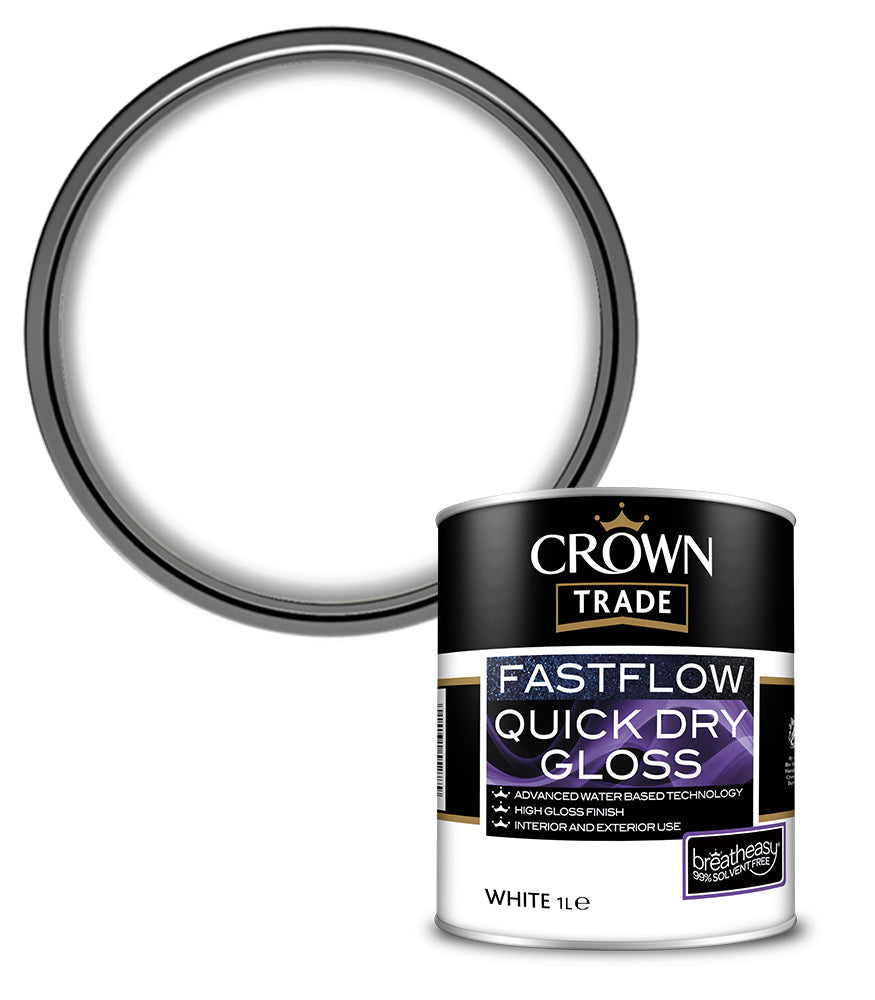Crown Trade Fastflow Quick Dry Gloss - White - 1L