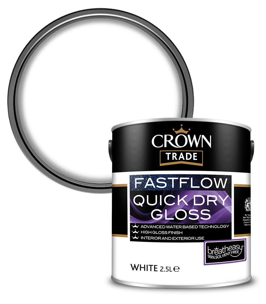 Crown Trade Fastflow Quick Dry Gloss - White - 2.5L